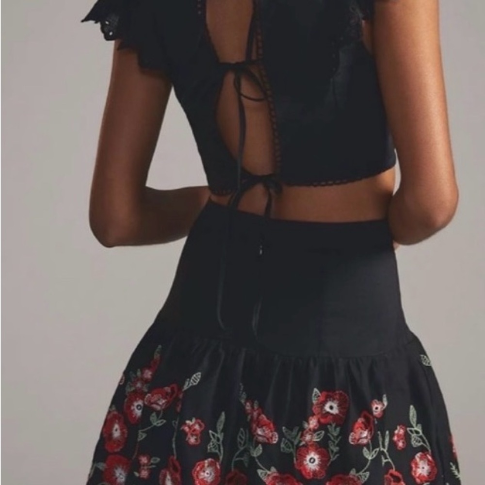NEW ANTHRO* “Embroidered Two-Piece Top & Skirt Set”